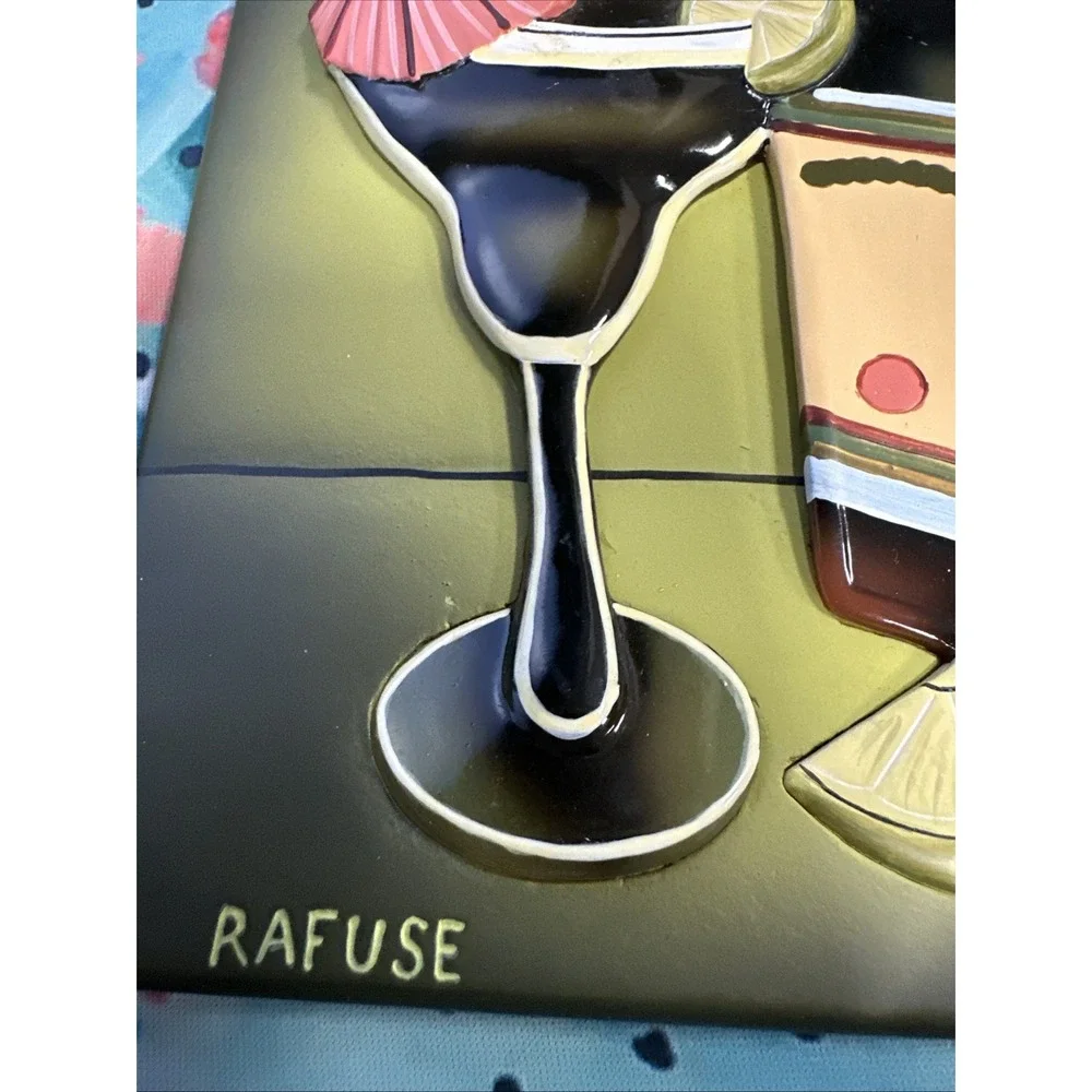 Will Rafuse 3D Cocktail Wall Art Vibrant Tiles 8 x 6‎ Inches in VGC.